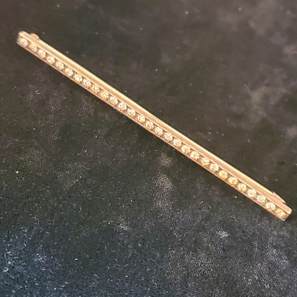 Vintage Very Long Sterling Rhinestone Bar Pin